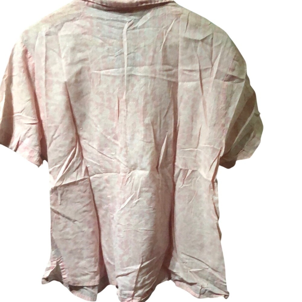 Basic Editions Pink Blouse Short-Sleeved Button-Up - Picture 7 of 7